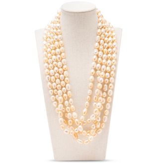 Estate Jewelry Creamy White 11x8 Baroque Pearl Strand, 120 Inches
