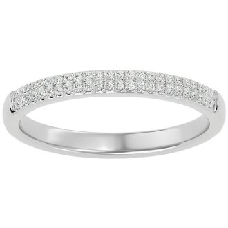 Moissanite Engagement Ring; 1/4 Carat Moissanite Pave Wedding Band In Sterling Silver. Extremely High Quality!