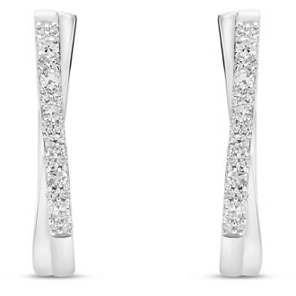 1/4 Carat Lab Grown Diamond Hoop Earrings In Sterling Silver, 1/2 Inch