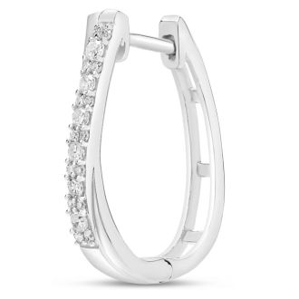1/4 Carat Lab Grown Diamond Hoop Earrings In Sterling Silver, 1/2 Inch