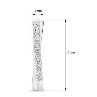 1/4 Carat Lab Grown Diamond Hoop Earrings In Sterling Silver, 1/2 Inch