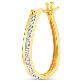1/4 Carat Lab Grown Diamond Hoop Earrings In 14K Yellow Gold Over Sterling Silver, 3/4 Inch