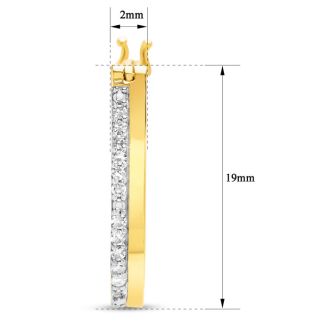 1/4 Carat Lab Grown Diamond Hoop Earrings In 14K Yellow Gold Over Sterling Silver, 3/4 Inch