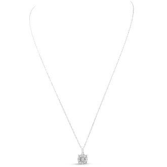 1 Carat Miracle Set Diamond Necklace and Earring Set In Sterling Silver, Round Style