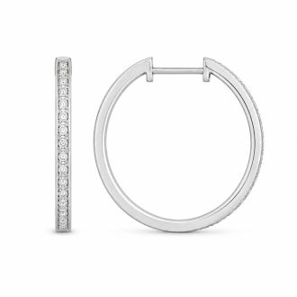 Estate Jewelry 1/4 Carat Natural Diamond Earrings In Sterling Silver, 1 Inch