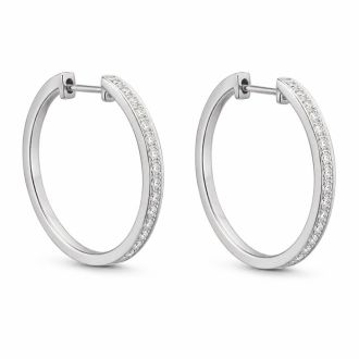 Estate Jewelry 1/4 Carat Natural Diamond Earrings In Sterling Silver, 1 Inch