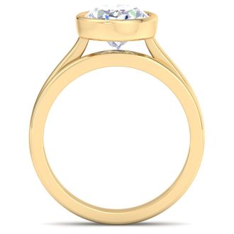 3 Carat Oval Shape Lab Grown Diamond Ring With Matching Band In 14K Yellow Gold, Solitaire