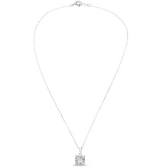 1/3 Carat Natural Diamond Cushion Shape Cluster Necklace In Sterling Silver