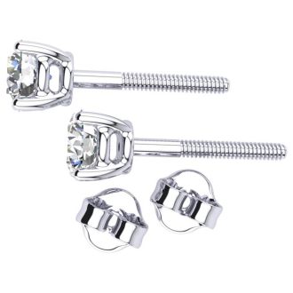 1 Carat Lab Grown Diamond Earrings In Platinum, Basket Setting