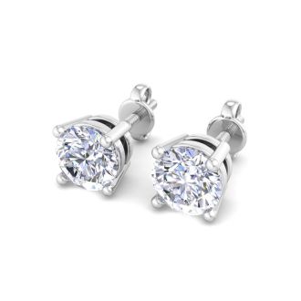 1 1/2 Carat Lab Grown Diamond Earrings In Platinum, Basket Setting