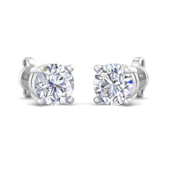 1 1/2 Carat Lab Grown Diamond Earrings In Platinum, Basket Setting