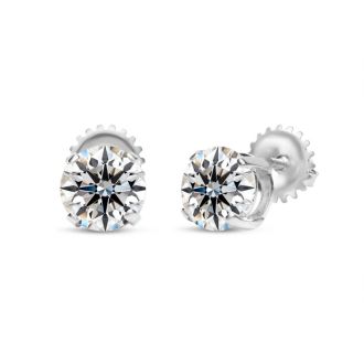 2 Carat Lab Grown Diamond Earrings In Platinum, Basket Setting