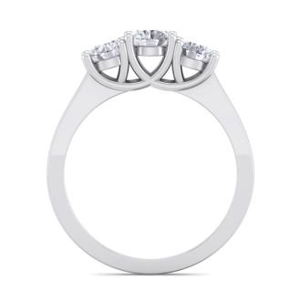1 Carat Lab Grown Three Diamond Ring In Sterling Silver