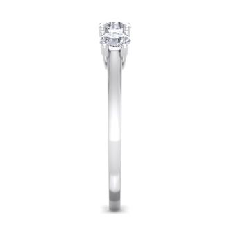 1 Carat Lab Grown Three Diamond Ring In Sterling Silver