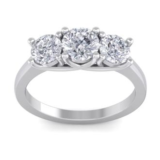 2 Carat Lab Grown Three Diamond Ring In Sterling Silver