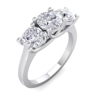 2 Carat Lab Grown Three Diamond Ring In Sterling Silver