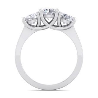 2 Carat Lab Grown Three Diamond Ring In Sterling Silver