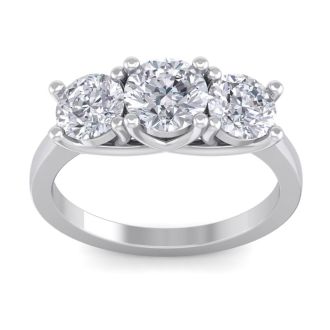 3 Carat Lab Grown Three Diamond Ring In Sterling Silver