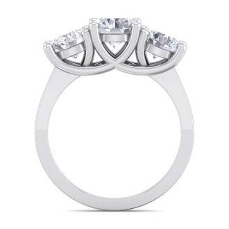3 Carat Lab Grown Three Diamond Ring In Sterling Silver