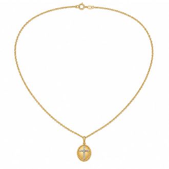 1/10 Carat Lab Grown Diamond Cross Medallion Necklace In 14K Yellow Gold Over Sterling Silver