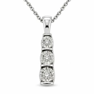0.15 Carat Lab Grown Diamond Three Stone Necklace In Sterling Silver