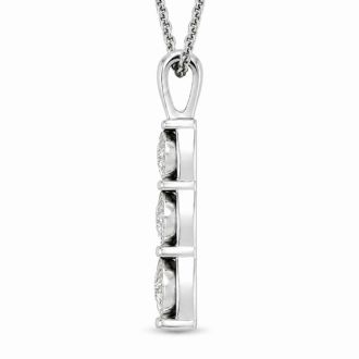 0.15 Carat Lab Grown Diamond Three Stone Necklace In Sterling Silver