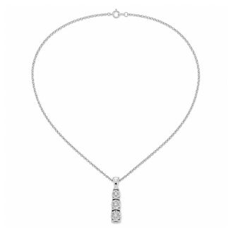0.15 Carat Lab Grown Diamond Three Stone Necklace In Sterling Silver