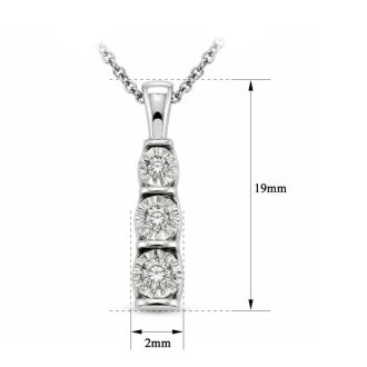 0.15 Carat Lab Grown Diamond Three Stone Necklace In Sterling Silver
