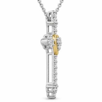 1/4 Carat Lab Grown Diamond Cross and Heart Necklace In Sterling Silver