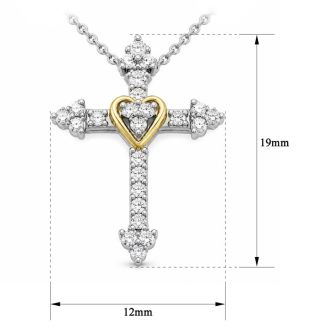 1/4 Carat Lab Grown Diamond Cross and Heart Necklace In Sterling Silver
