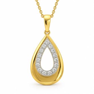 1/4 Carat Lab Grown Diamond Pear Drop Necklace In 14K Yellow Gold Over Sterling Silver
