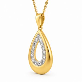 1/4 Carat Lab Grown Diamond Pear Drop Necklace In 14K Yellow Gold Over Sterling Silver