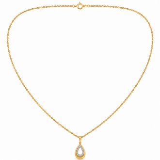 1/4 Carat Lab Grown Diamond Pear Drop Necklace In 14K Yellow Gold Over Sterling Silver
