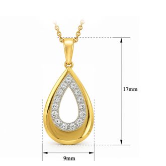 1/4 Carat Lab Grown Diamond Pear Drop Necklace In 14K Yellow Gold Over Sterling Silver