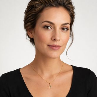 1/4 Carat Lab Grown Diamond Pear Drop Necklace In 14K Yellow Gold Over Sterling Silver