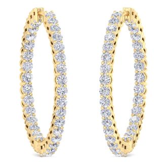 2 Carat Endless Natural Diamond Hoop Earrings In 14K Yellow Gold