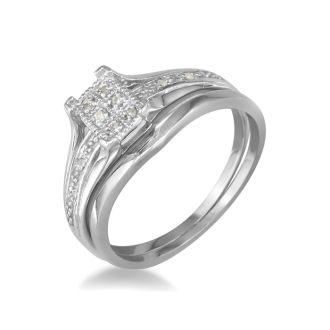 Estate Jewelry 0.05 Carat Natural Pave Diamond Princess Style Engagement Ring In Sterling Silver, Size 6
