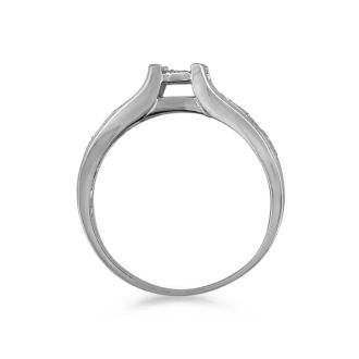 Estate Jewelry 0.05 Carat Natural Pave Diamond Princess Style Engagement Ring In Sterling Silver, Size 6
