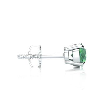 1/2 Carat Green Diamond Stud Earrings, 14 Karat White Gold