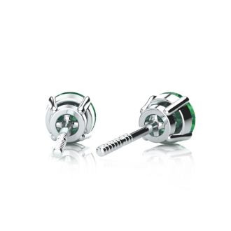 1/2 Carat Green Diamond Stud Earrings, 14 Karat White Gold