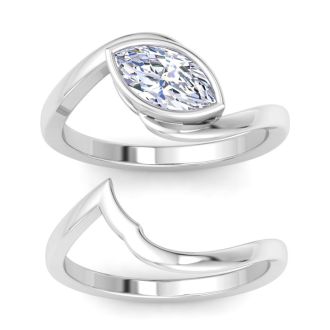 1 Carat Marquise Shape Lab Grown Diamond Ring In Sterling Silver, Solitaire