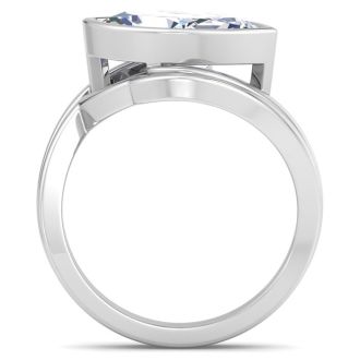 3 Carat Marquise Shape Lab Grown Diamond Ring In Sterling Silver, Solitaire