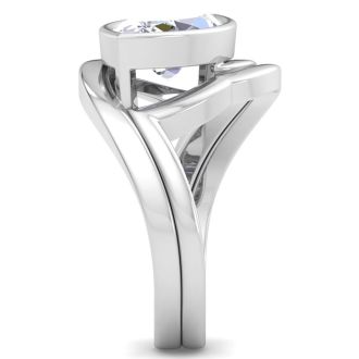 3 Carat Marquise Shape Lab Grown Diamond Ring In Sterling Silver, Solitaire