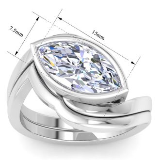 3 Carat Marquise Shape Lab Grown Diamond Ring In Sterling Silver, Solitaire