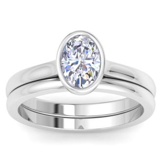 1 Carat Oval Shape Lab Grown Diamond Ring In Sterling Silver, Solitaire