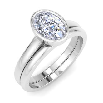 1 Carat Oval Shape Lab Grown Diamond Ring In Sterling Silver, Solitaire