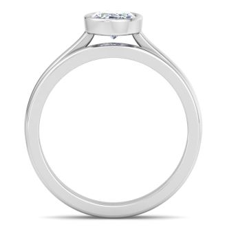 1 Carat Oval Shape Lab Grown Diamond Ring In Sterling Silver, Solitaire