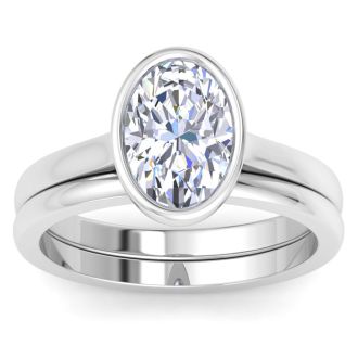 2 Carat Oval Shape Lab Grown Diamond Ring In Sterling Silver, Solitaire