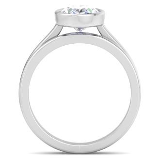 2 Carat Oval Shape Lab Grown Diamond Ring In Sterling Silver, Solitaire