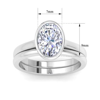 2 Carat Oval Shape Lab Grown Diamond Ring In Sterling Silver, Solitaire